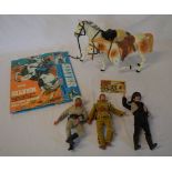 3 Lone Ranger action figures and two hor
