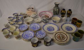 [2 boxes] Ceramics including various blu