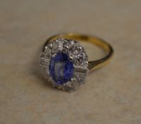 18ct gold sapphire & diamond ring, Ring