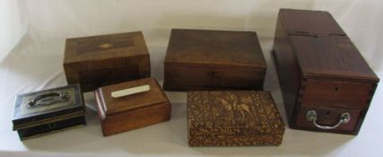 Assorted wooden boxes, till & metal cash