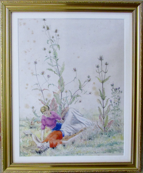 Watercolour 'Young Lovers' by Franklin W