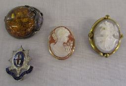 3 brooches inc one marked 325 and a 'The
