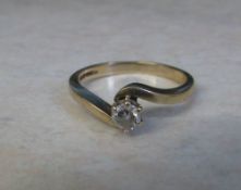 9ct gold solitaire ring 0.20 ct size N