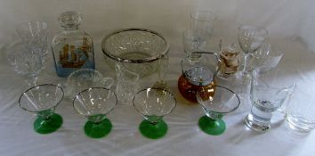 Various glass ware inc Art Deco cocktail