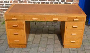 Oak veneered pedestal desk