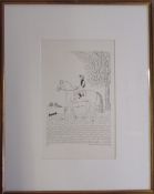 Framed lithograph of a horse and rider s