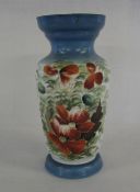 Opaque glass vase with hand painted flor