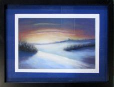 Pastel painting 'Snow on the golf course
