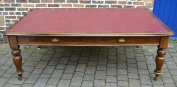 Large Victorian library table on turned