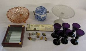 Various items inc glassware, Spode biscu