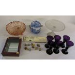 Various items inc glassware, Spode biscu