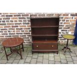 Edwardian circular coffee table, bookcas