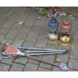 2 tilly lamps, shooting stick and seat