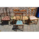 Pair of rush seated spindle back chairs,