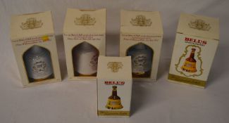 5 Bells Scotch whisky bell decanters (fu