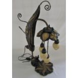 Large Asian wicker/wooden table lamp H 6