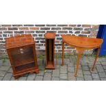 Yew wood demi-lume table, HiFi cabinet &