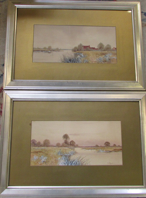 Pair of framed riverside watercolours by - Image 2 of 2
