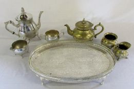 Silver plate tray, tea set etc