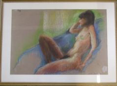 Pastel drawing of a reclining nude signe