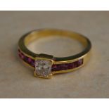 18ct gold ruby & diamond ring, Ring Size