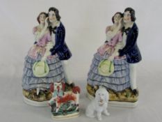 Pair of Staffordshire figures & 2 dogs