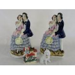 Pair of Staffordshire figures & 2 dogs