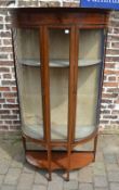 Edwardian bow fronted display cabinet, h