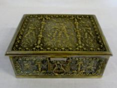 Antique brass heavy rapousse box 19.5 cm