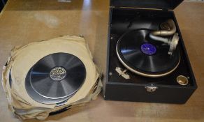 Columbia record player and various recor