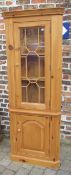 Pine corner display cabinet