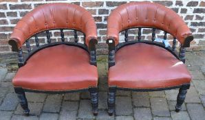 Pair of ebonised Victorian library chair