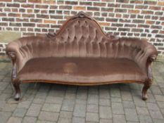 Large Victorian camel back sofa with scr