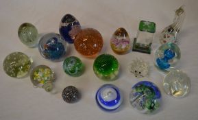 Various glass paperweights