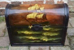 Painted stationery box depicting a ship