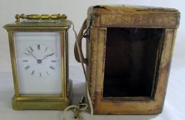 Brass carriage clock with original trave