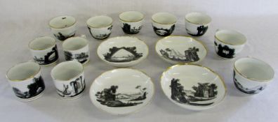 Early 19th Century porcelain cups and sa