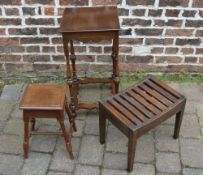 17th century style plant stand & 2 small