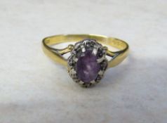 18ct gold amethyst and diamond ring size