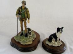 Border Fine Art shepherd with dog & coll