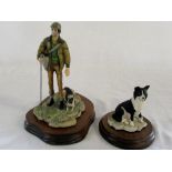 Border Fine Art shepherd with dog & coll