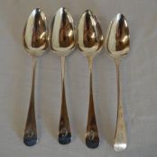 4 silver tablespoons, London 1796-1798,