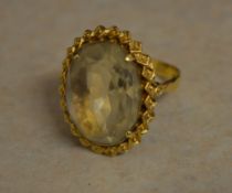 18ct gold green amethyst / quartz ring r