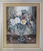 Watercolour still life of roses by Roset