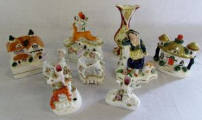 Various Staffordshire spill vases etc