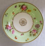 19th Century dessert plate with green gr