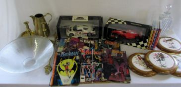 Various items inc toy cars, brass ware,