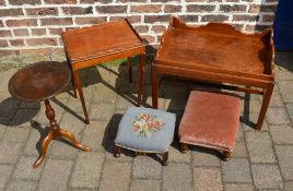 Reproduction wine table, butlers tray, o