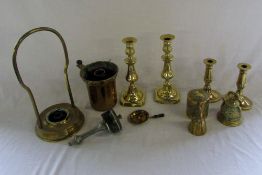 Various brassware inc candlesticks