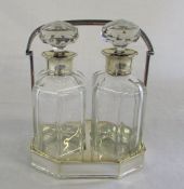 Pair of silver cuff decanters Sheffield